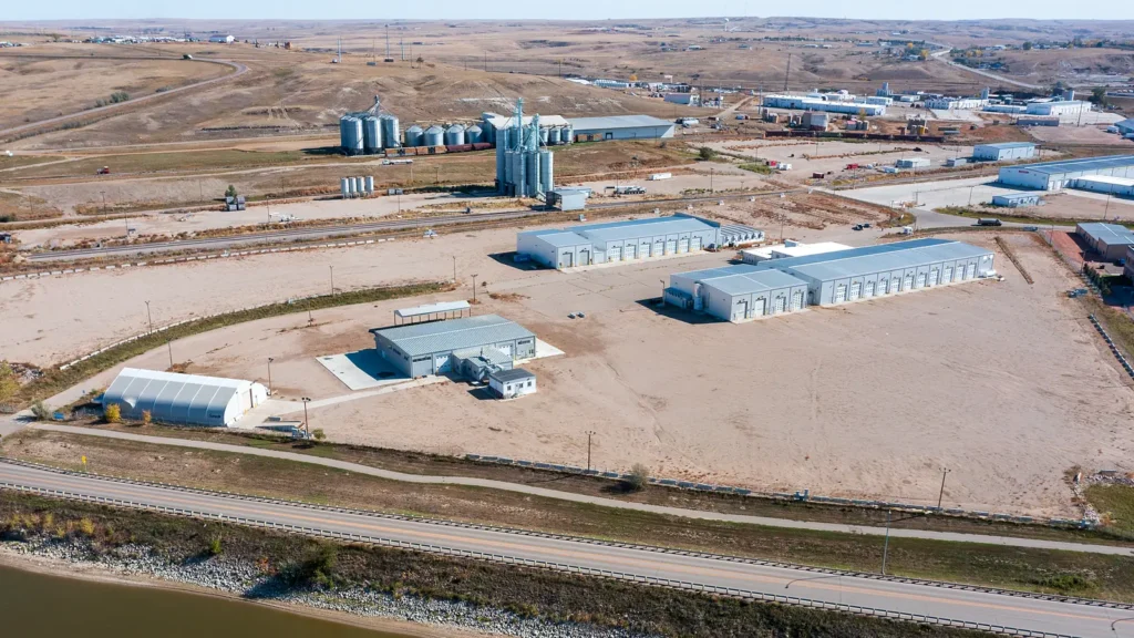 Aerial of 511 22nd Ave NE, a Williston industrial investment sale of ±71,239 SF on ±13.81 acres